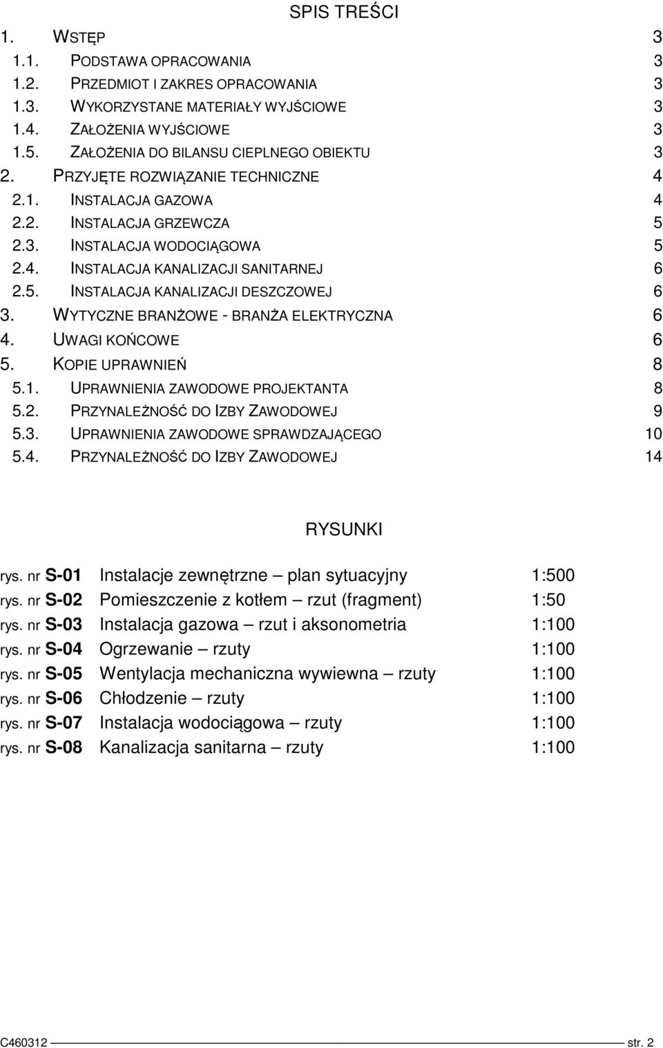 5. INSTALACJA KANALIZACJI DESZCZOWEJ 6 3. WYTYCZNE BRANŻOWE - BRANŻA ELEKTRYCZNA 6 4. UWAGI KOŃCOWE 6 5. KOPIE UPRAWNIEŃ 8 5.1. UPRAWNIENIA ZAWODOWE PROJEKTANTA 8 5.2.