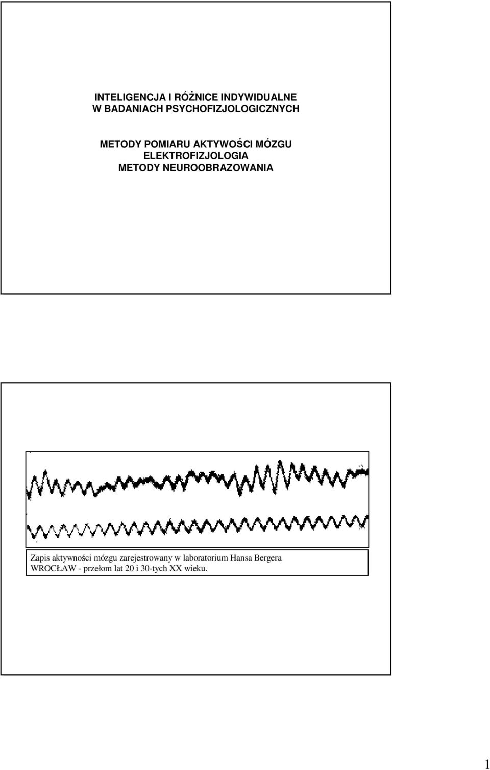 ELEKTROFIZJOLOGIA METODY NEUROOBRAZOWANIA Zapis aktywności