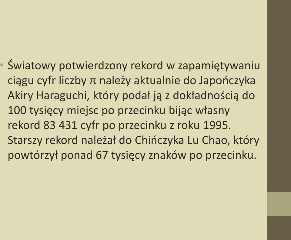 po przecinku bijąc własny rekord 83 431 cyfr po przecinku z roku 1995.