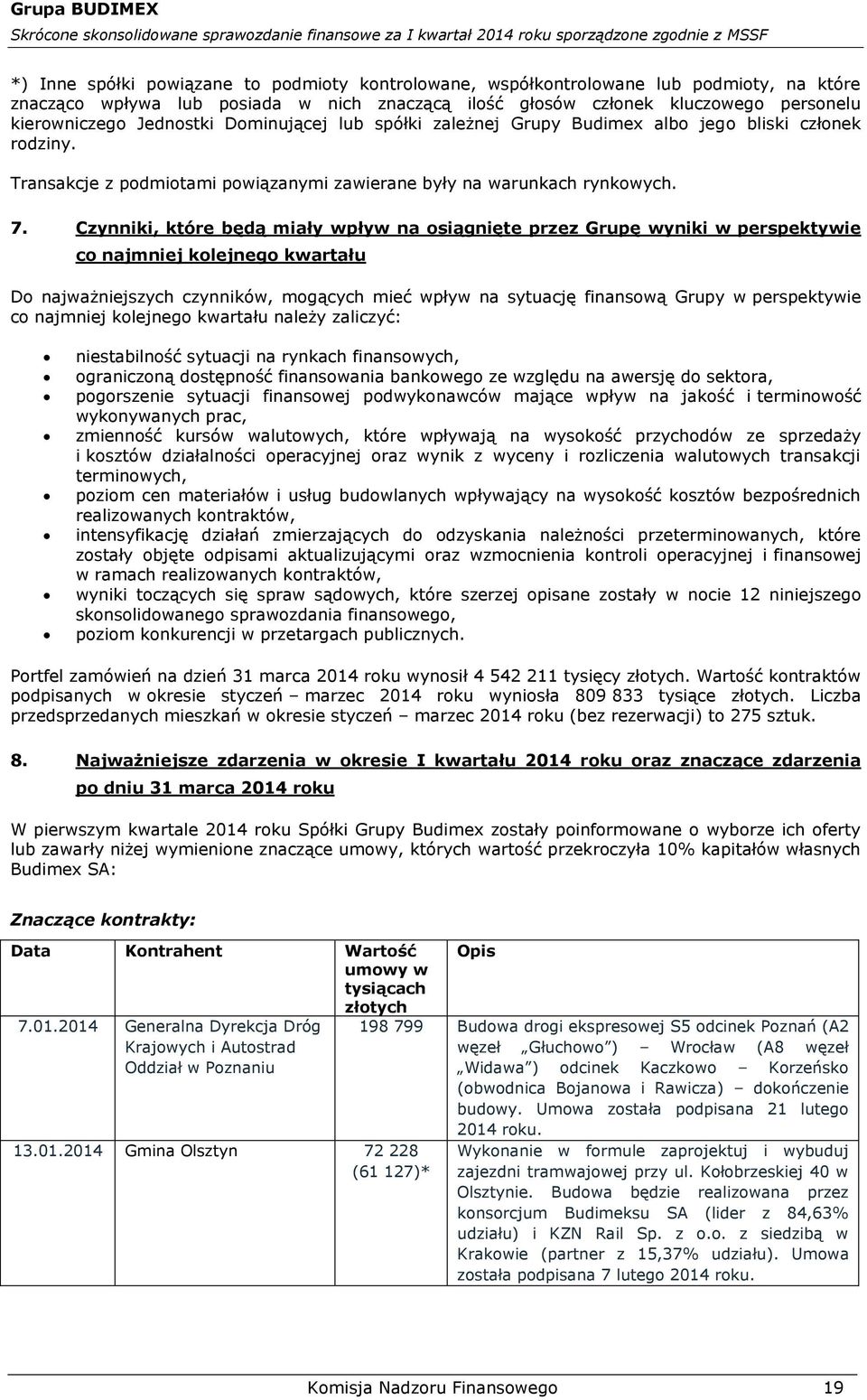 Czynniki, które będą miały wpływ na osiągnięte przez Grupę wyniki w perspektywie co najmniej kolejnego kwartału Do najważniejszych czynników, mogących mieć wpływ na sytuację finansową Grupy w