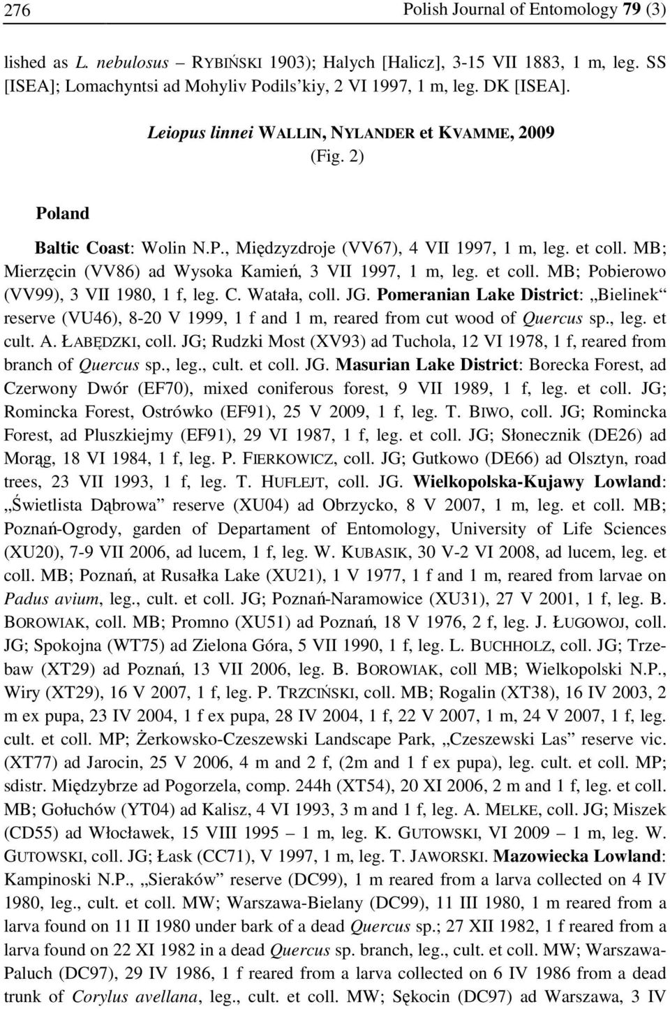 MB; Mierzęcin (VV86) ad Wysoka Kamień, 3 VII 1997, 1 m, leg. et coll. MB; Pobierowo (VV99), 3 VII 1980, 1 f, leg. C. Watała, coll. JG.