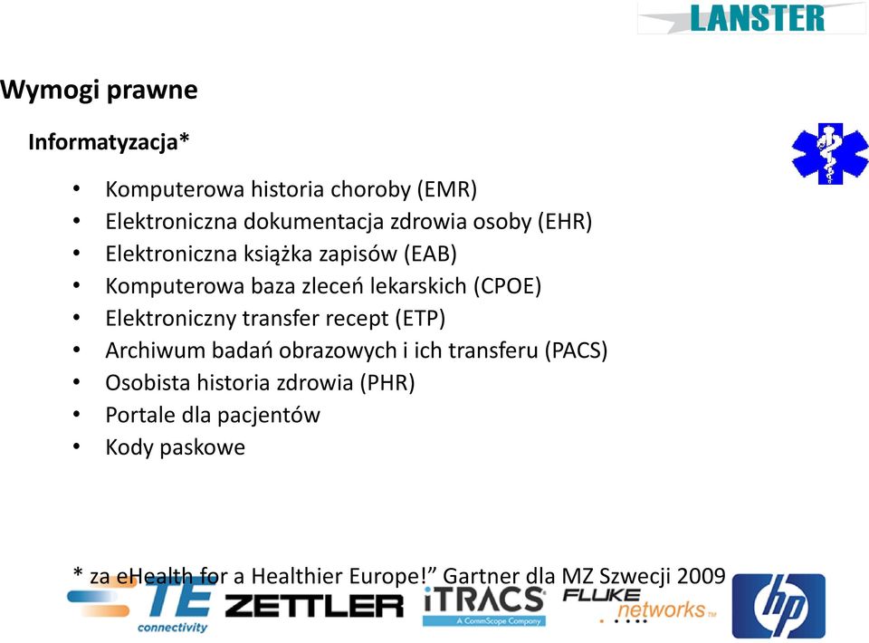 Elektroniczny transfer recept (ETP) Archiwum badań obrazowych i ich transferu (PACS) Osobista