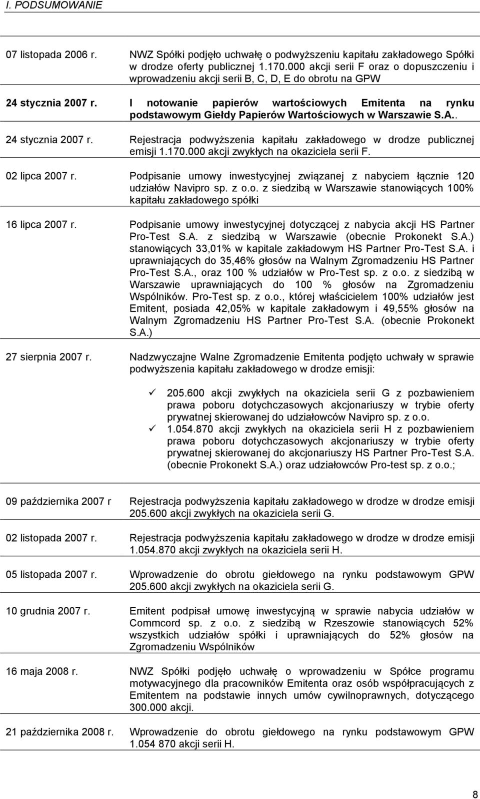 I notowanie papierów wartościowych Emitenta na rynku podstawowym Giełdy Papierów Wartościowych w Warszawie S.A.. 24 stycznia 2007 r.