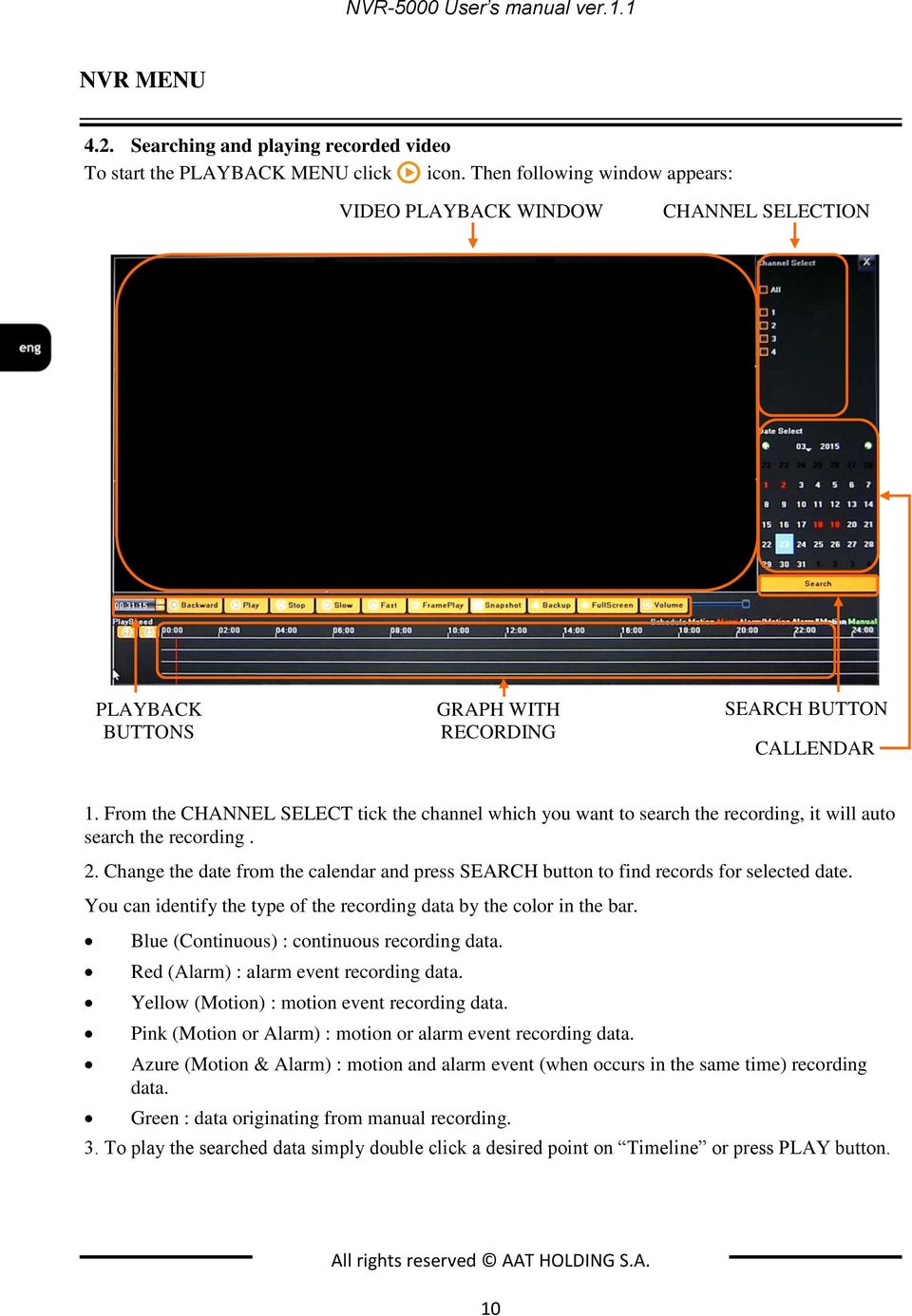 From the CHANNEL SELECT tick the channel which you want to search the recording, it will auto search the recording. 2.