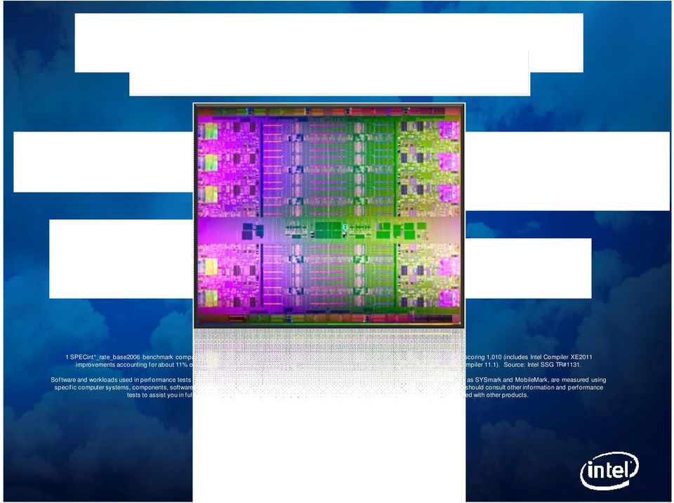 40GT/s Intel QPI) scoring 1,010 (includes Intel Compiler XE2011 improvements accounting f or about 11% of the perf ormance boost) to X7560 (24M cache, 2.26GHz, 6.