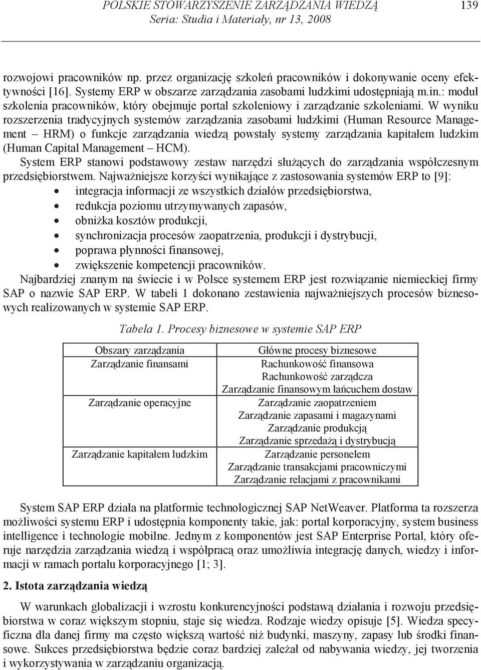 W wyniku rozszerzenia tradycyjnych systemów zarz dzania zasobami ludzkimi (Human Resource Management HRM) o funkcje zarz dzania wiedz powstały systemy zarz dzania kapitałem ludzkim (Human Capital