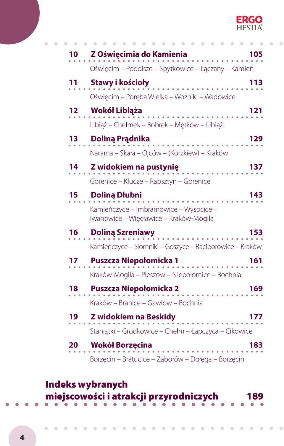 Kraków-Mogiła 16 Doliną Szreniawy 153 Kamieńczyce Słomniki Goszyce Raciborowice Kraków 17 Puszcza Niepołomicka 1 161 Kraków-Mogiła Pleszów Niepołomice Bochnia 18 Puszcza Niepołomicka 2 169 Kraków