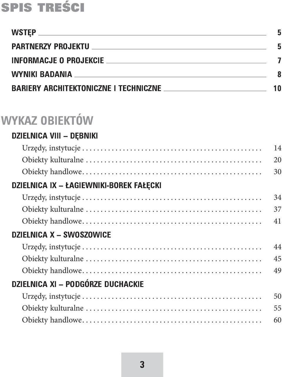 ................................................ 34 Obiekty kulturalne................................................ 37 Obiekty handlowe................................................. 41 DZIELNICA X SWOSZOWICE Urzędy, instytucje.