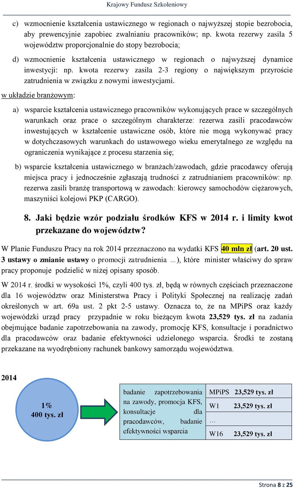 kwota rezerwy zasila 2-3 regiony o największym przyroście zatrudnienia w związku z nowymi inwestycjami.