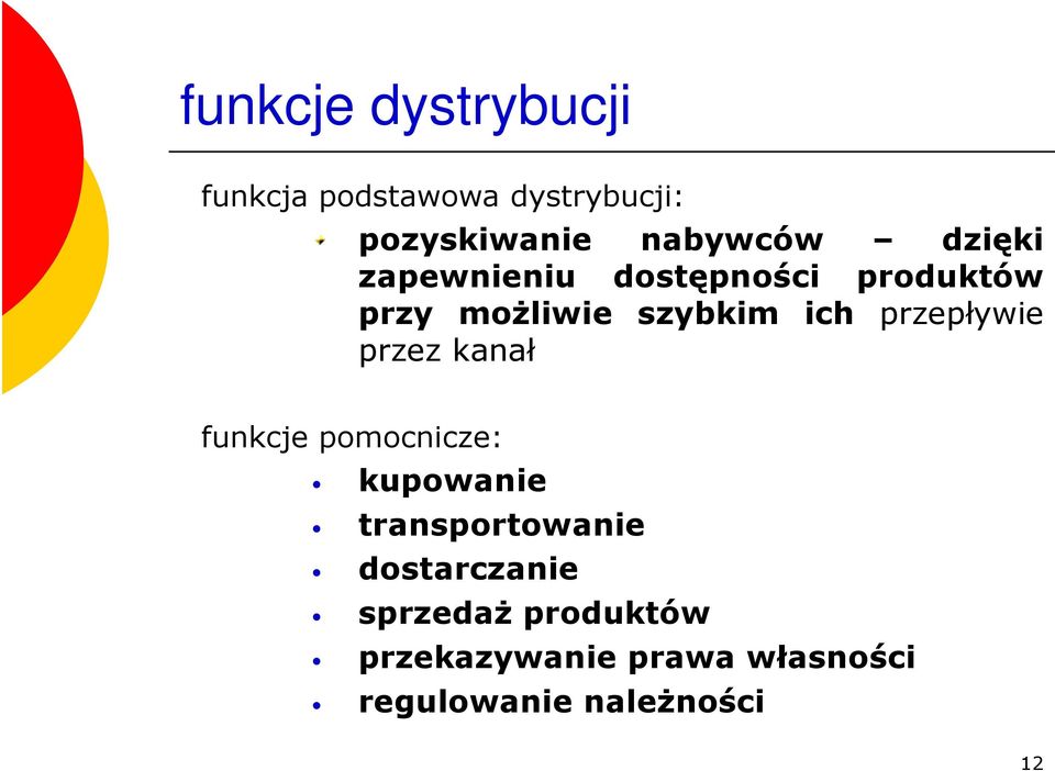 przepływie przez kanał funkcje pomocnicze: kupowanie transportowanie