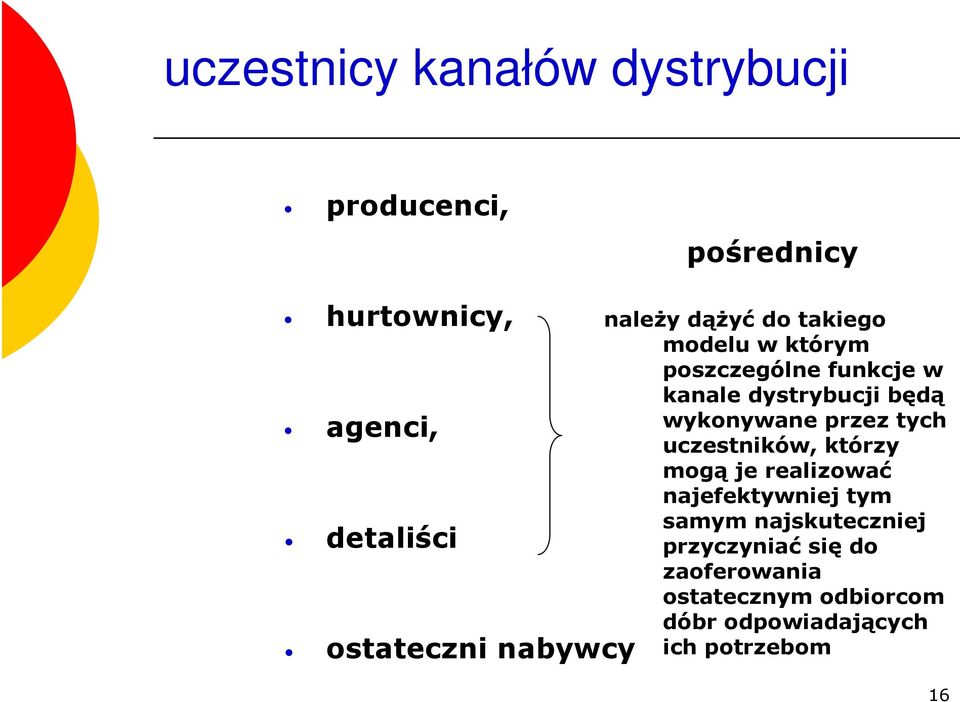 dystrybucji będą wykonywane przez tych uczestników, którzy mogą je realizować najefektywniej tym