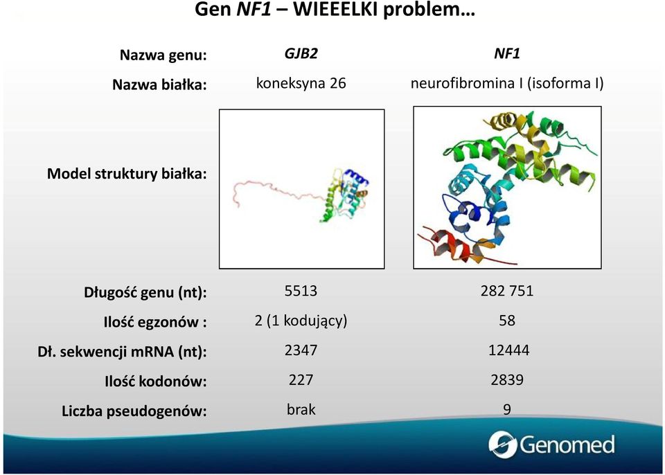 genu (nt): Ilość egzonów : Dł.