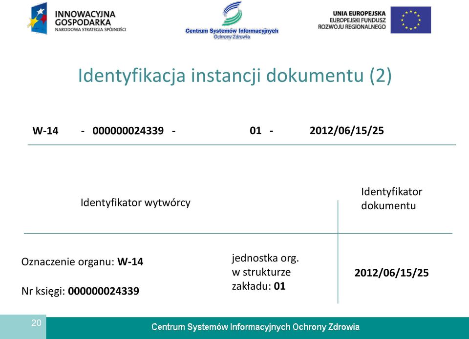 dokumentu Oznaczenie organu: W-14 Nr księgi: