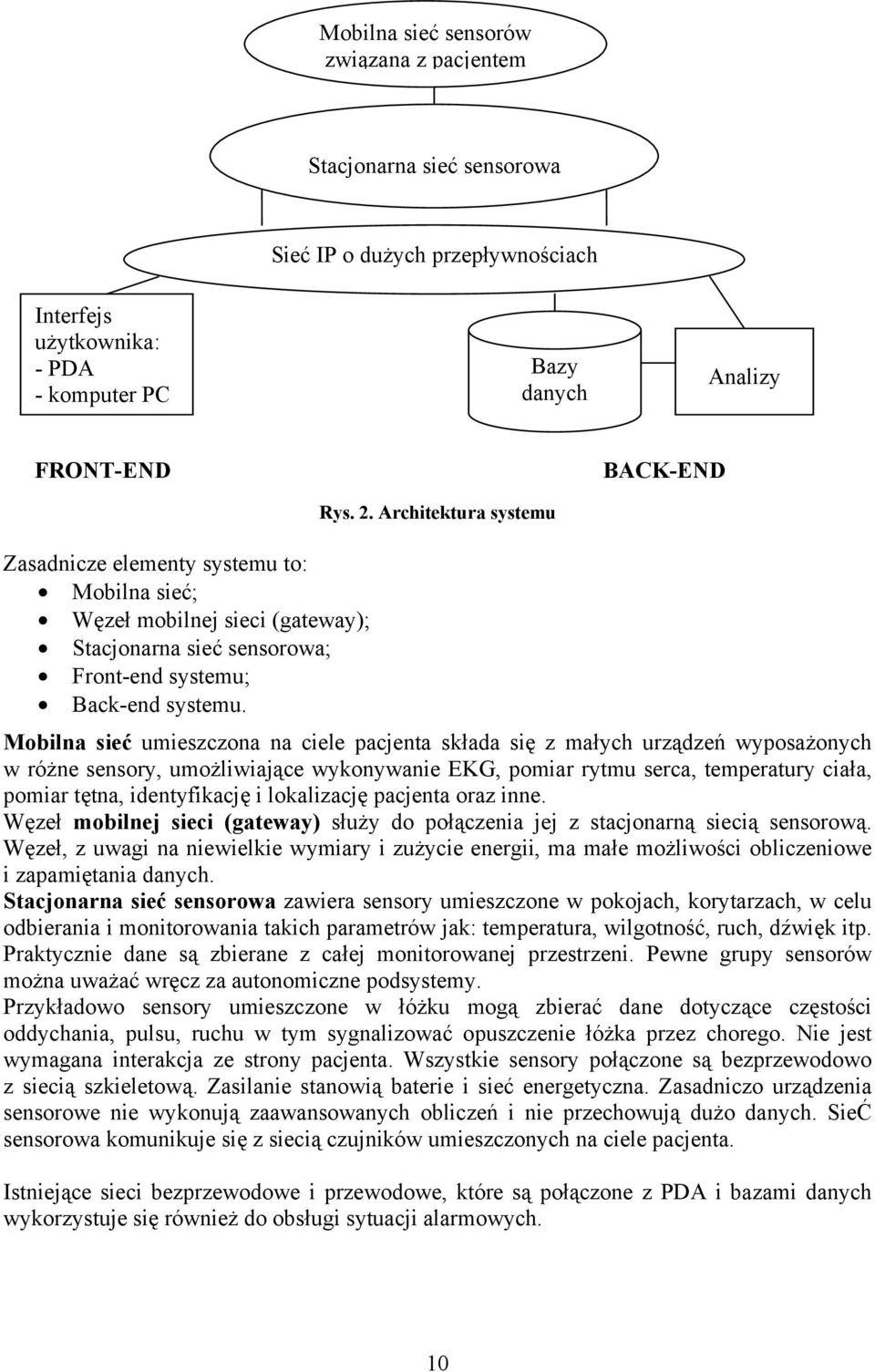 Mobilna sieć umieszczona na ciele pacjenta składa się z małych urządzeń wyposażonych w różne sensory, umożliwiające wykonywanie EKG, pomiar rytmu serca, temperatury ciała, pomiar tętna, identyfikację