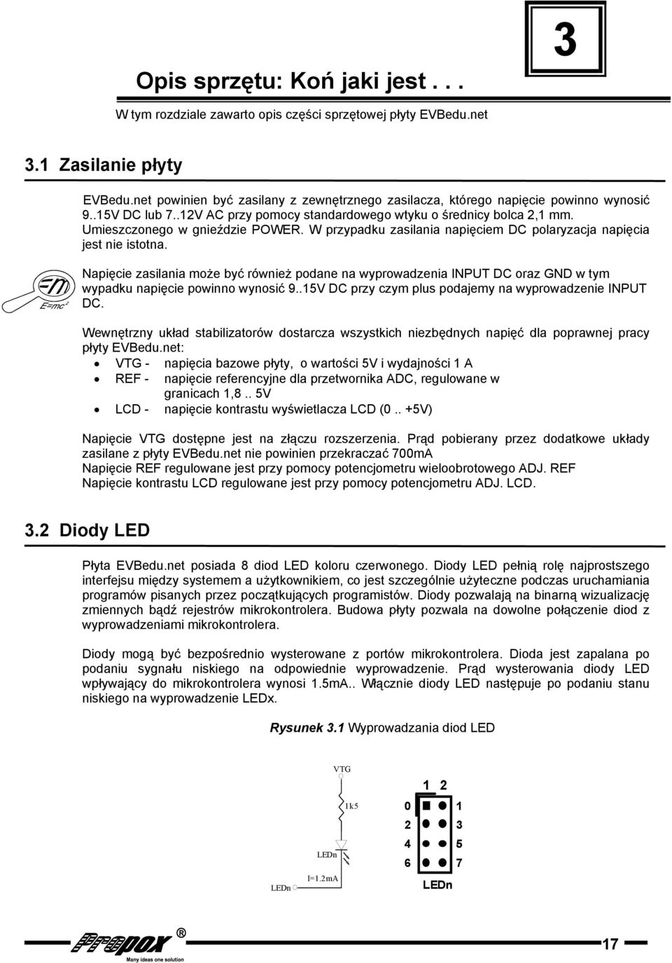 W przypadku zasilania napięciem DC polaryzacja napięcia jest nie istotna. Napięcie zasilania może być również podane na wyprowadzenia INPUT DC oraz GND w tym wypadku napięcie powinno wynosić 9.