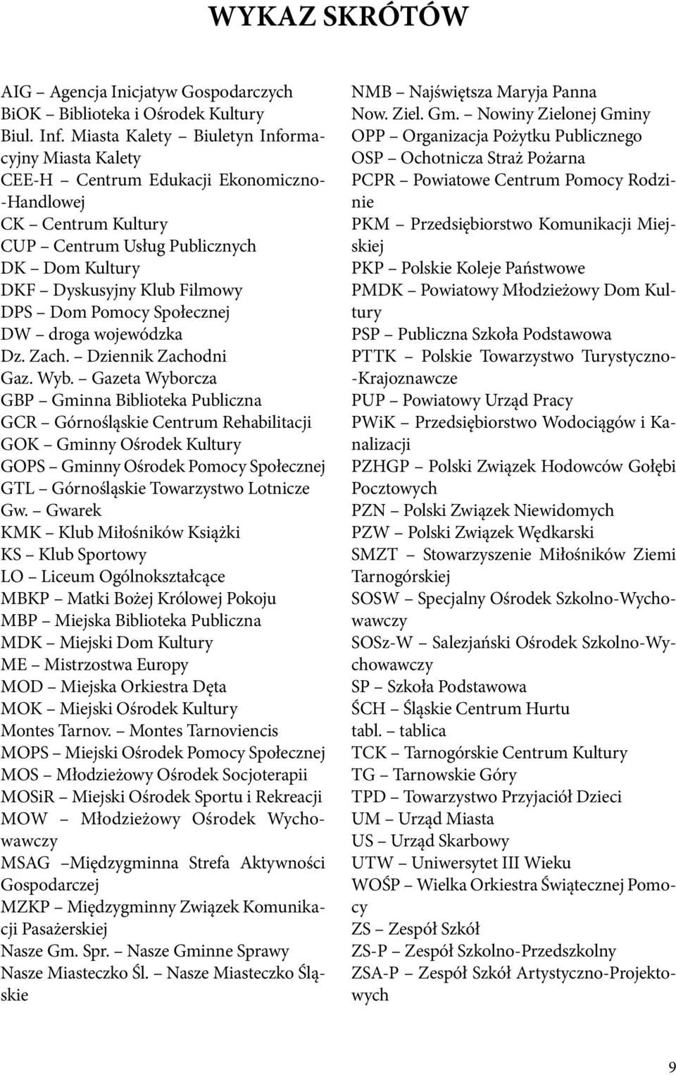 Pomocy Społecznej DW droga wojewódzka Dz. Zach. Dziennik Zachodni Gaz. Wyb.