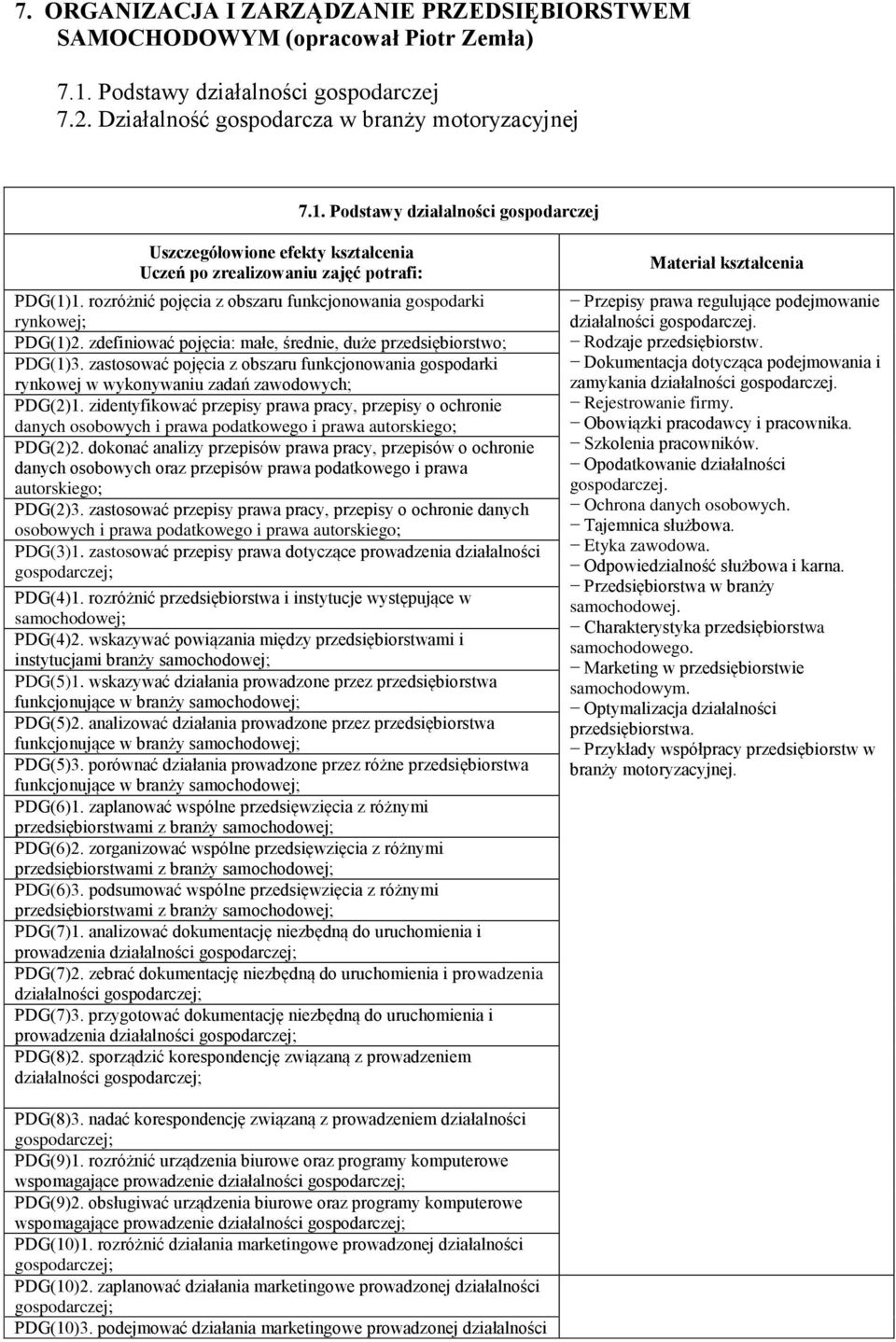 zastosować pojęcia z obszaru funkcjonowania gospodarki rynkowej w wykonywaniu zadań zawodowych; PDG(2)1.