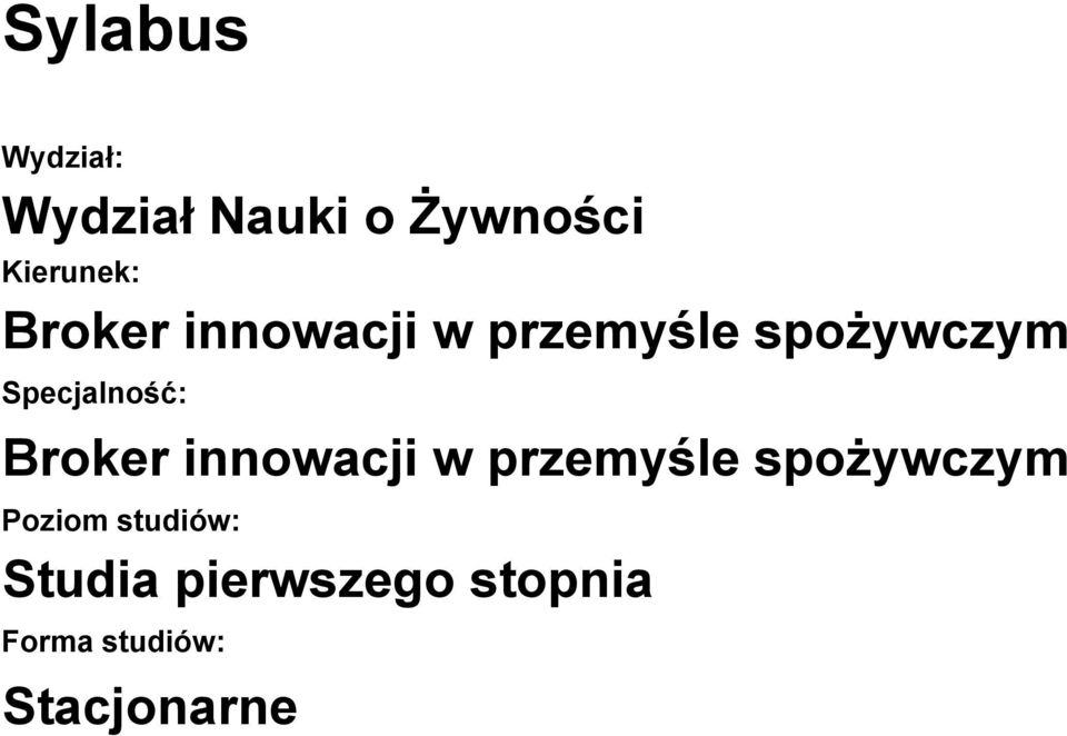 Specjalność: Broker innowacji w przemyśle