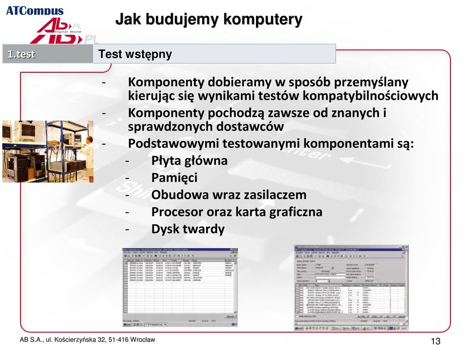 testów kompatybilnościowych - Komponenty pochodzązawsze od znanych i sprawdzonych