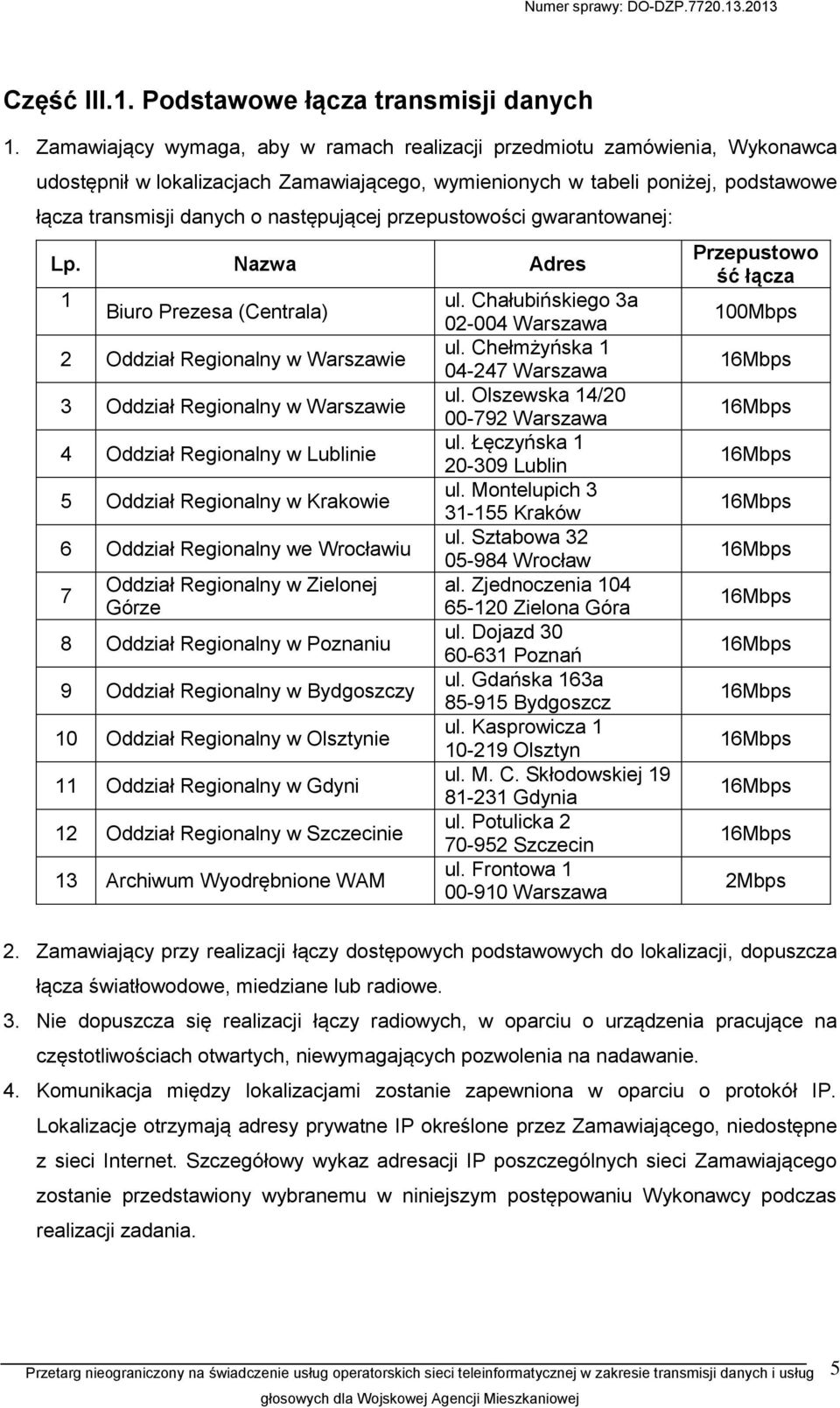 przepustowości gwarantowanej: Lp.