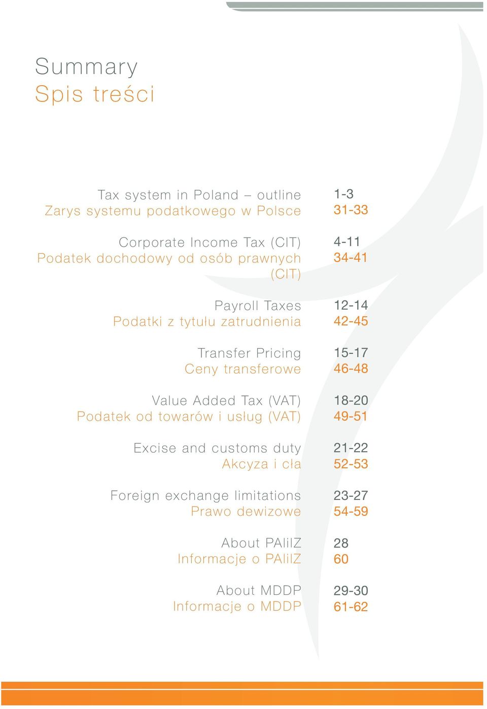 towarów i usług (VAT) Excise and customs duty Akcyza i cła Foreign exchange limitations Prawo dewizowe About PAlilZ Informacje o