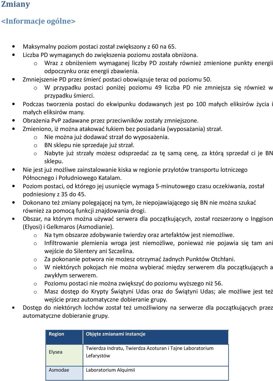 o W przypadku postaci poniżej poziomu 49 liczba PD nie zmniejsza się również w przypadku śmierci.