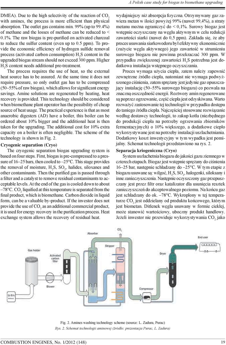 The raw biogas is pre-purified on activated charcoal to reduce the sulfur content (even up to 0.5 ppm).