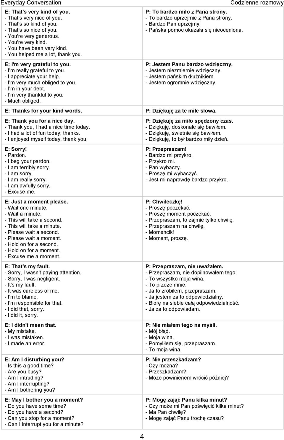- Much obliged. 4 Codzienne rozmowy P: To bardzo miło z Pana strony. - To bardzo uprzejmie z Pana strony. - Bardzo Pan uprzejmy. - Pańska pomoc okazała się nieoceniona.