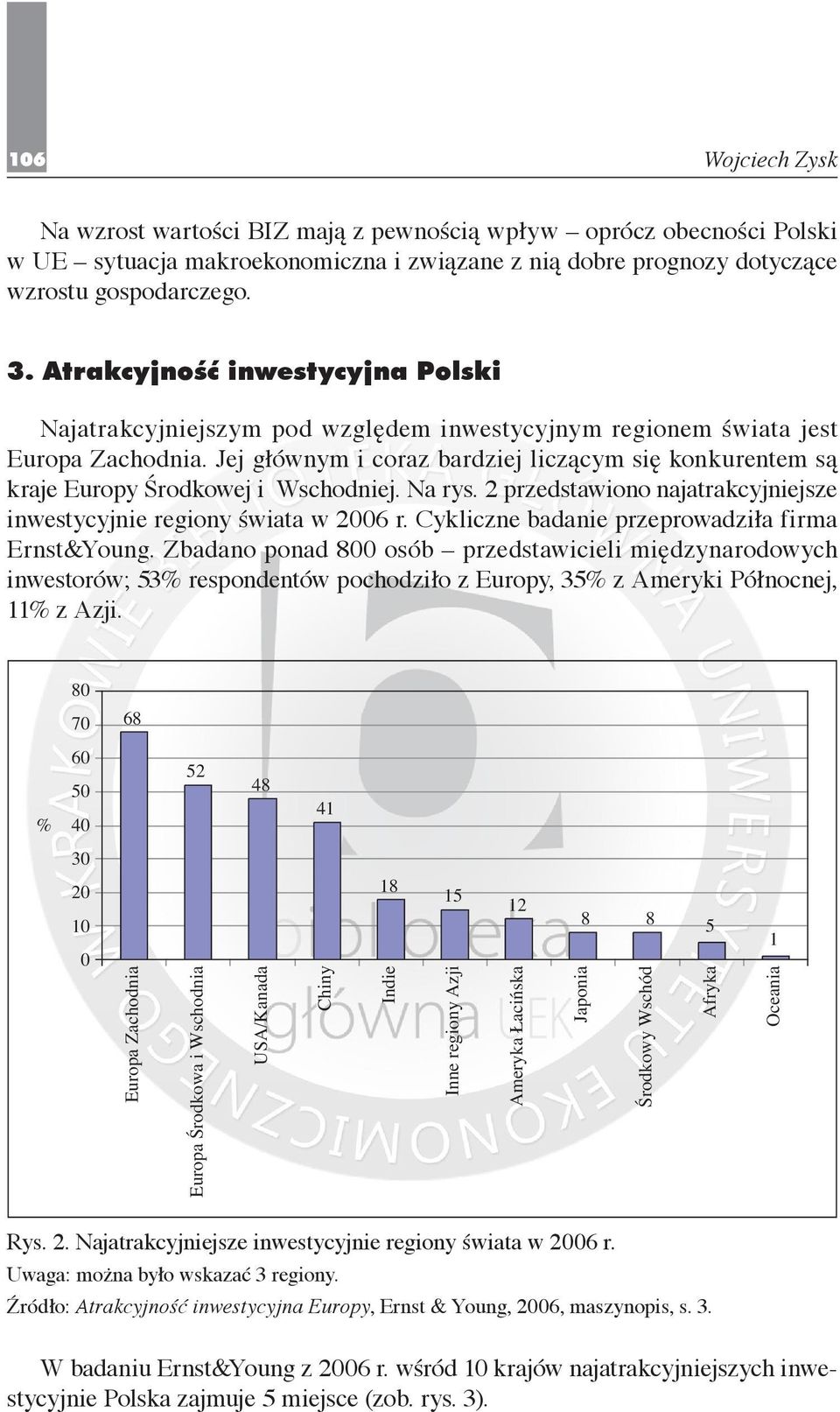 Jej głównym i coraz bardziej liczącym się konkurentem są kraje Europy Środkowej i Wschodniej. Na rys. 2 przedstawiono najatrakcyjniejsze inwestycyjnie regiony świata w 2006 r.