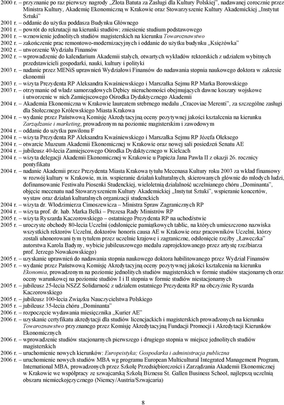 Instytut Sztuki 2001 r. oddanie do użytku poddasza Budynku Głównego 2001 r. powrót do rekrutacji na kierunki studiów; zniesienie studium podstawowego 2001 r.