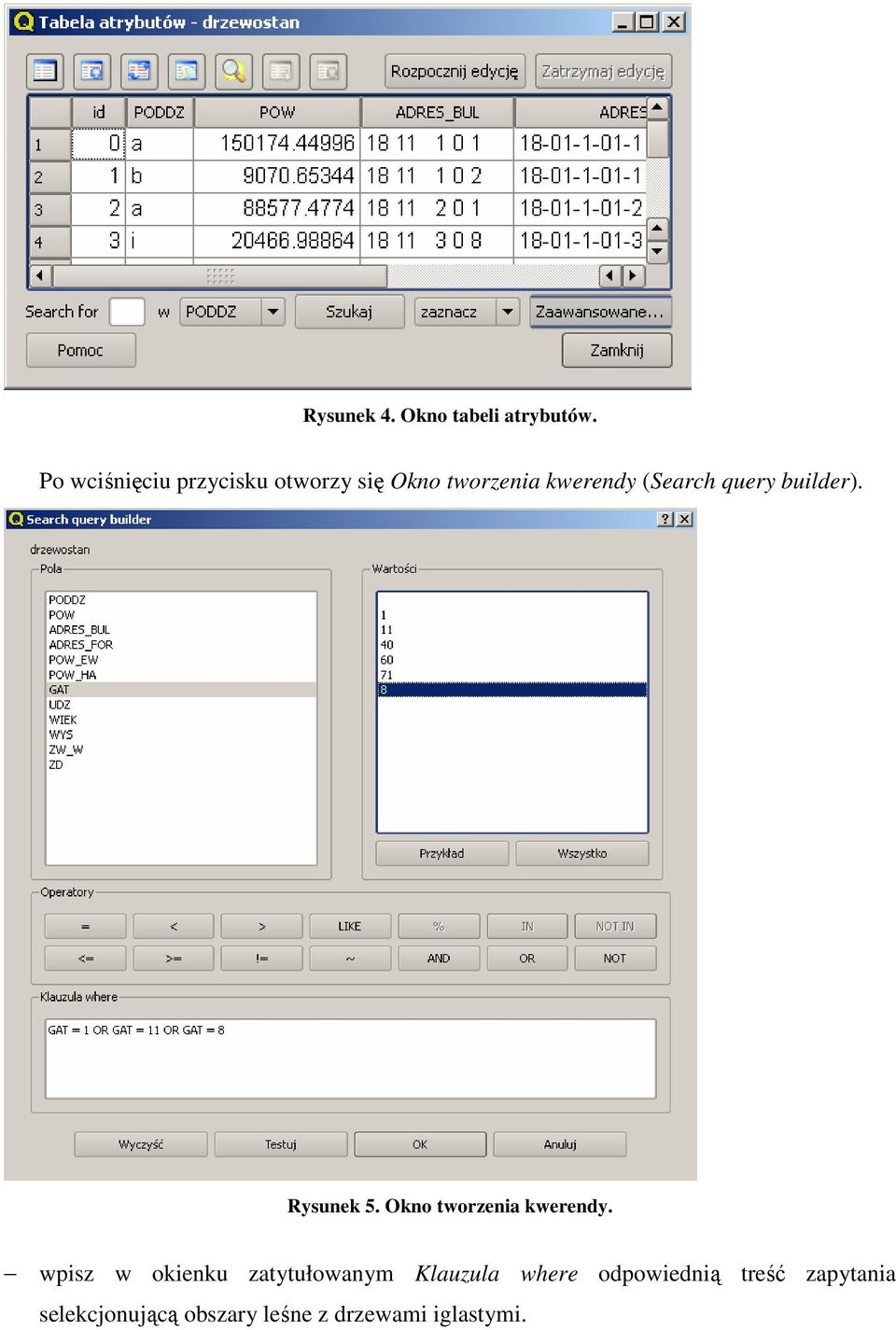 query builder). Rysunek 5. Okno tworzenia kwerendy.