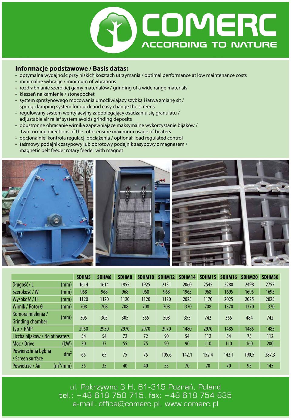 quick and easy change the screens regulowany system wentylacyjny zapobiegający osadzaniu się granulatu / adjustable air relief system avoids grinding deposits obustronne obracanie wirnika