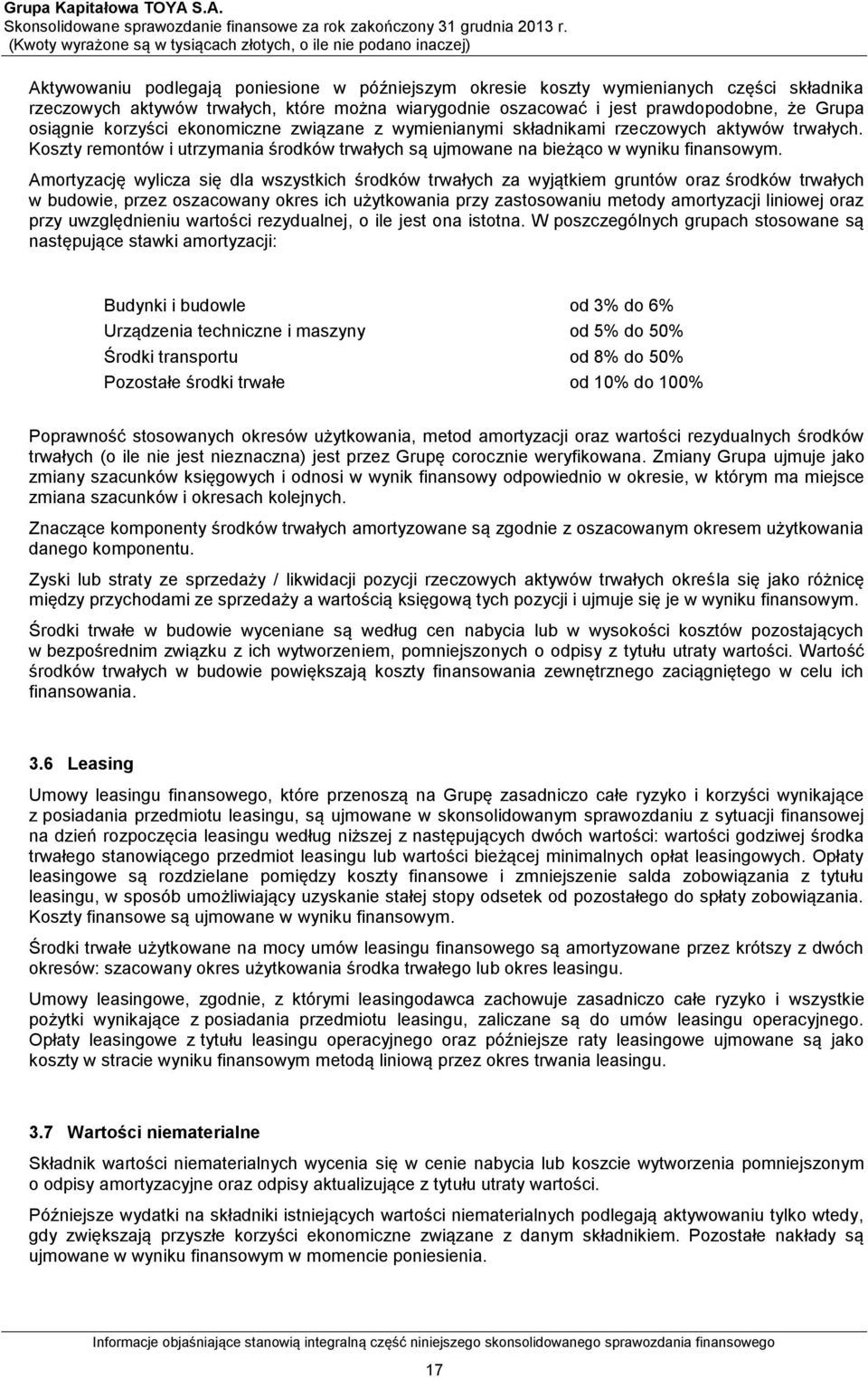 Amortyzację wylicza się dla wszystkich środków trwałych za wyjątkiem gruntów oraz środków trwałych w budowie, przez oszacowany okres ich użytkowania przy zastosowaniu metody amortyzacji liniowej oraz