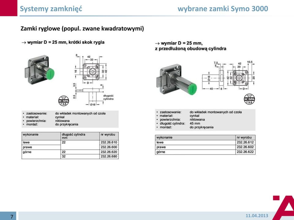 3000 Zamki ryglowe