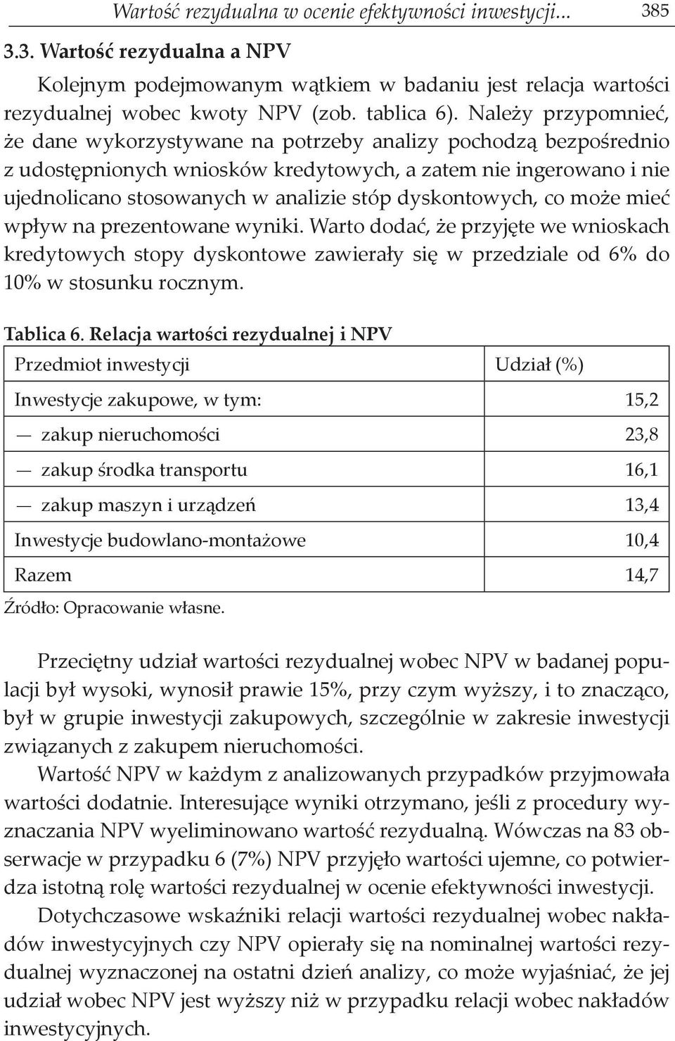 dyskontowych, co może mieć wpływ na prezentowane wyniki. Warto dodać, że przyjęte we wnioskach kredytowych stopy dyskontowe zawierały się w przedziale od 6% do 10% w stosunku rocznym. Tablica 6.