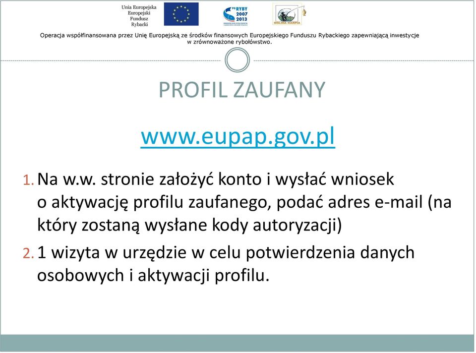 o aktywację profilu zaufanego, podad adres e-mail (na który