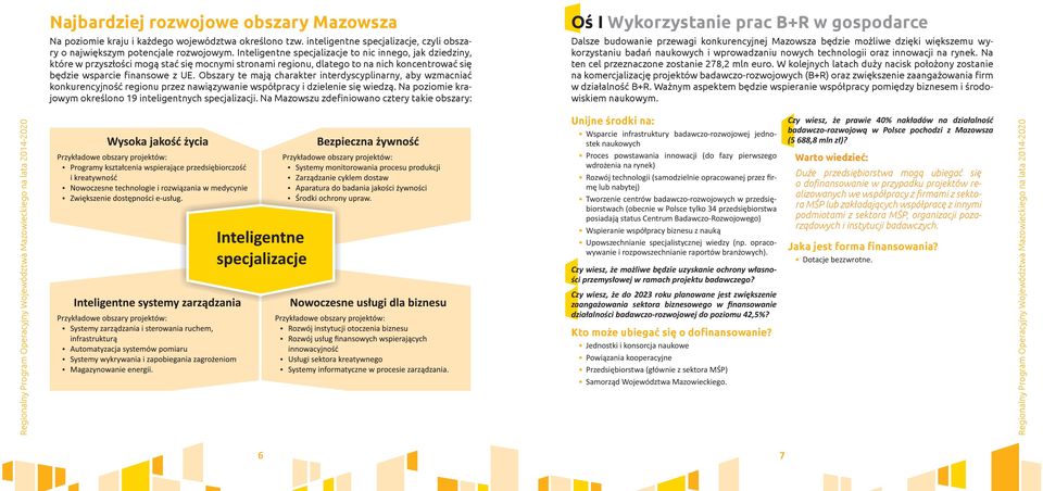 Obszary te mają charakter interdyscyplinarny, aby wzmacniać konkurencyjność regionu przez nawiązywanie współpracy i dzielenie się wiedzą.