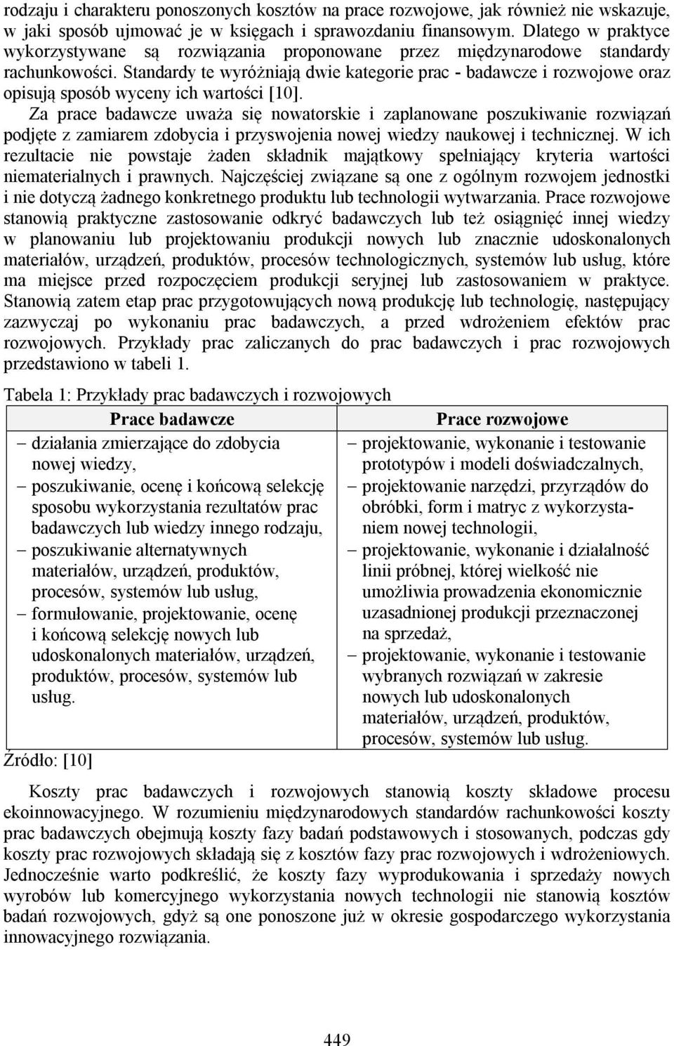 Standardy te wyróżniają dwie kategorie prac - badawcze i rozwojowe oraz opisują sposób wyceny ich wartości [10].