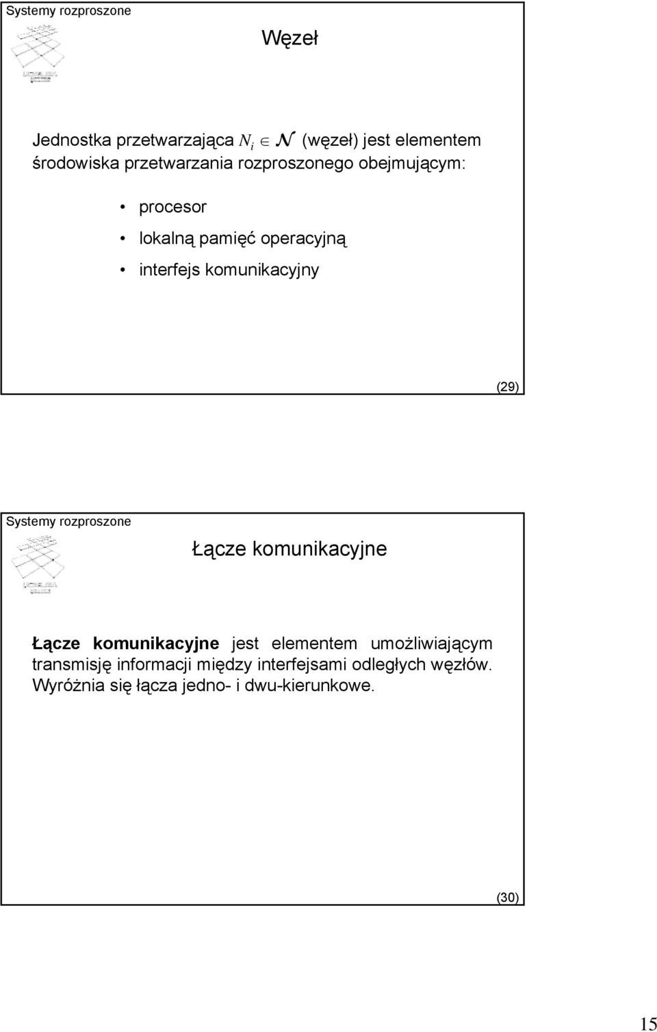 (29) Łącze komunikacyjne Łącze komunikacyjne jest elementem umożliwiającym transmisję