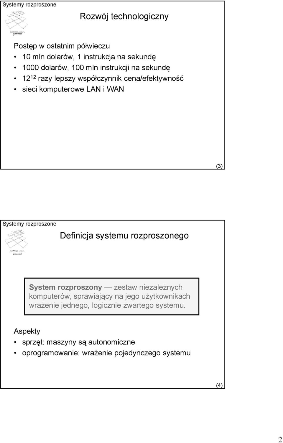 systemu rozproszonego System rozproszony zestaw niezależnych komputerów, sprawiający na jego użytkownikach wrażenie