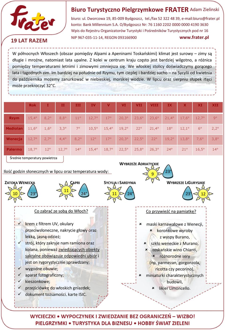 Im bardziej na południe od Rzymu, tym cieplej i bardziej sucho na Sycylii od kwietnia do października możemy zanurkować w niebieskiej, morskiej wodzie.