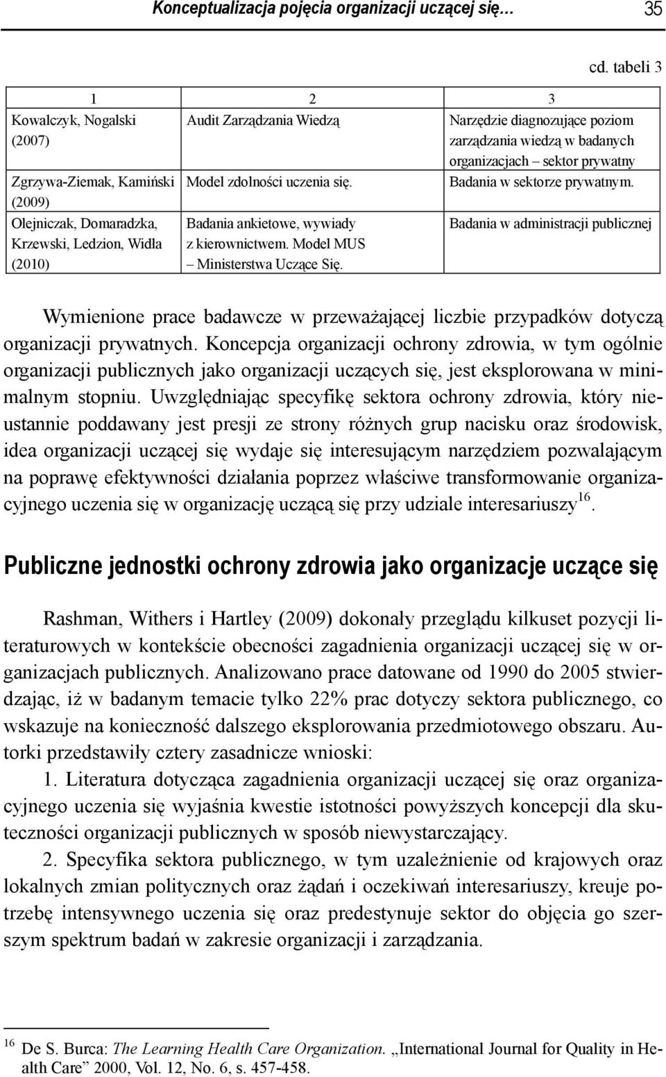 tabeli 3 Narzędzie diagnozujące poziom zarządzania wiedzą w badanych organizacjach sektor prywatny Badania w sektorze prywatnym.