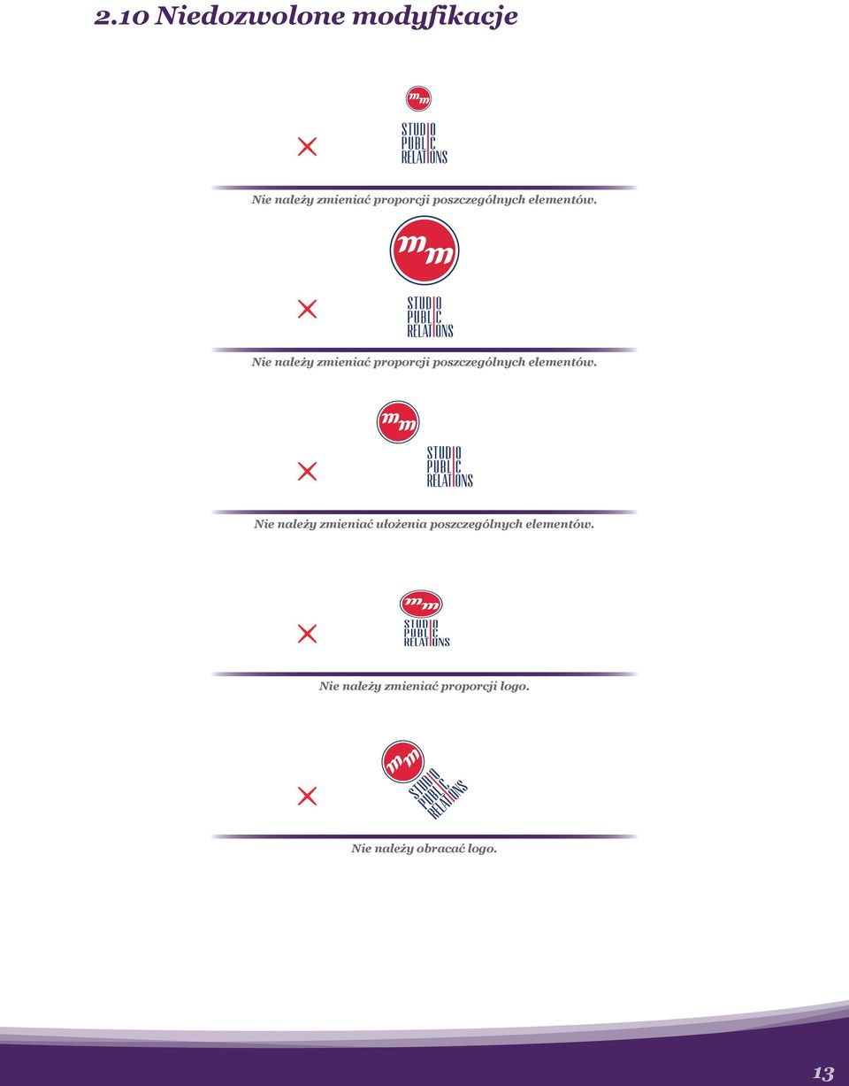 Nie należy zmieniać proporcji  Nie należy zmieniać ułożenia  Nie