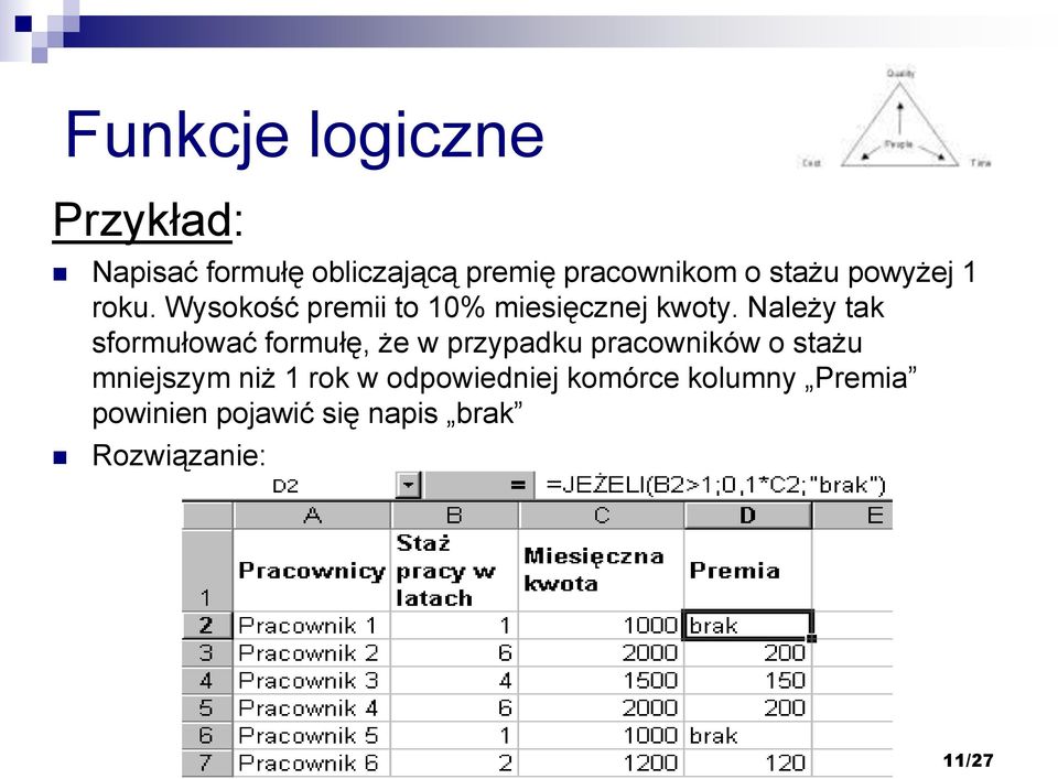 Należy tak sformułować formułę, że w przypadku pracowników o stażu mniejszym