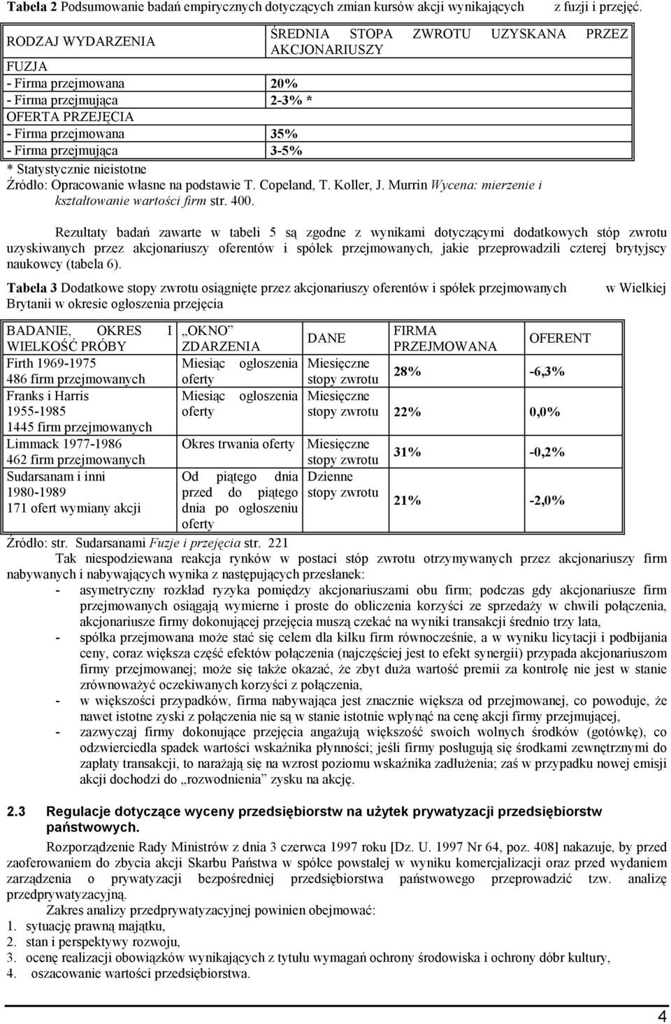 Statystyczie ieistote Źródło: Opracowaie włase a podstawie T. Copelad, T. Koller, J. Murri Wycea: mierzeie i kształtowaie wartości firm str. 400.