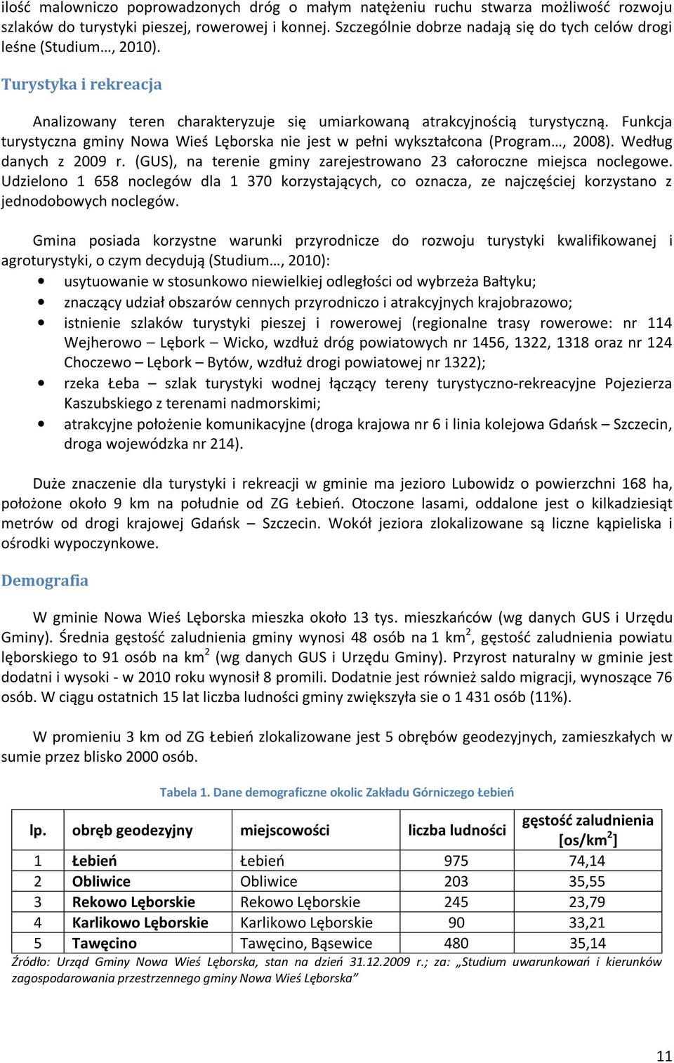 Funkcja turystyczna gminy Nowa Wieś Lęborska nie jest w pełni wykształcona (Program, 2008). Według danych z 2009 r. (GUS), na terenie gminy zarejestrowano 23 całoroczne miejsca noclegowe.