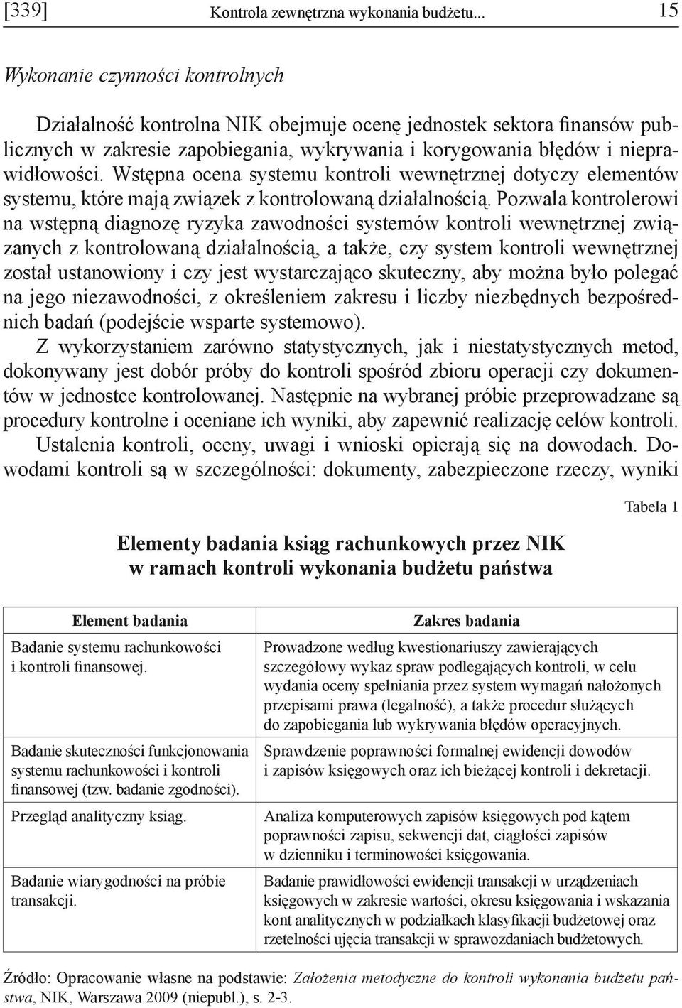 Wstępna ocena systemu kontroli wewnętrznej dotyczy elementów systemu, które mają związek z kontrolowaną działalnością.