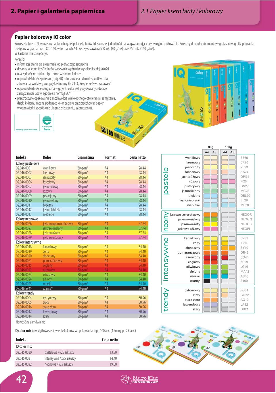 Dostępny w gramaturach 80 i 160, w formatach A4 i A3. Ryza zawiera 500 ark. (80 g/m2) oraz 250 ark. (160 g/m2). W kartonie mieści się 5 ryz.