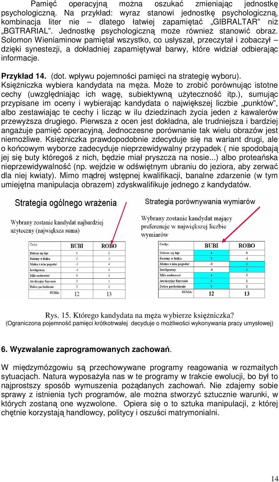 Solomon Wieniaminow pamiętał wszystko, co usłyszał, przeczytał i zobaczył dzięki synestezji, a dokładniej zapamiętywał barwy, które widział odbierając informacje. Przykład 14. (dot.