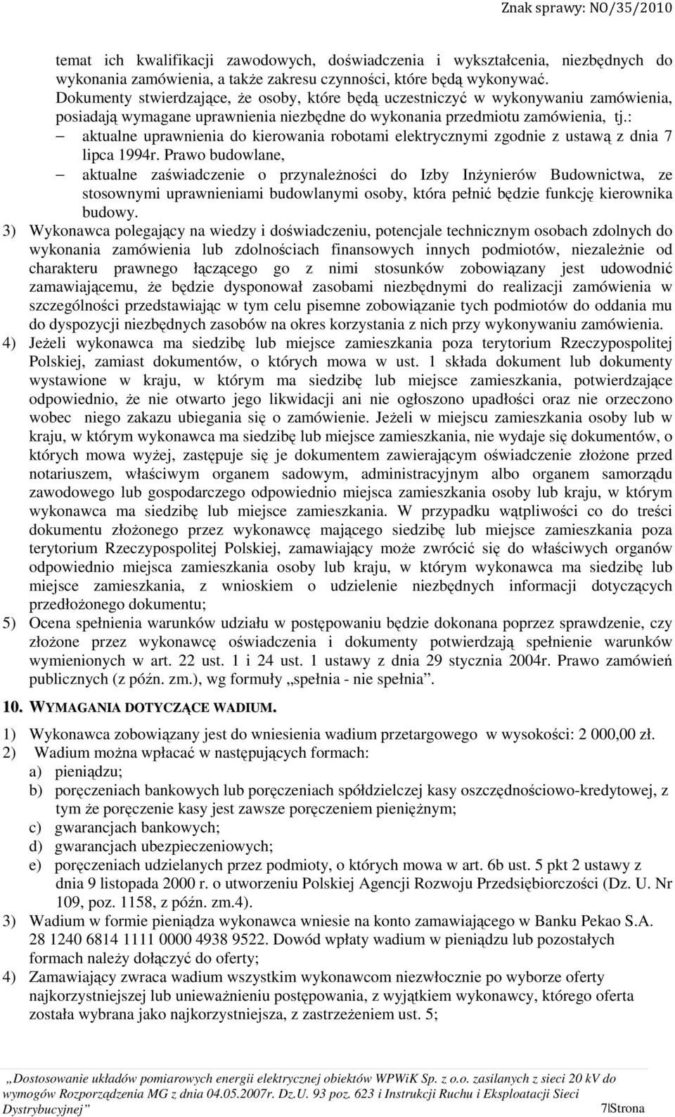 : aktualne uprawnienia do kierowania robotami elektrycznymi zgodnie z ustawą z dnia 7 lipca 1994r.